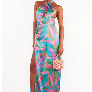 Adele Halter Maxi Dress Guava Punch